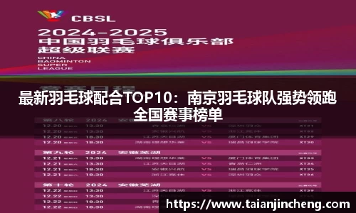 最新羽毛球配合TOP10：南京羽毛球队强势领跑全国赛事榜单